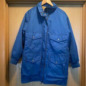 Vintage Lands End Barn Coat Womens Medium Blue 100% Wool Lining Jacket